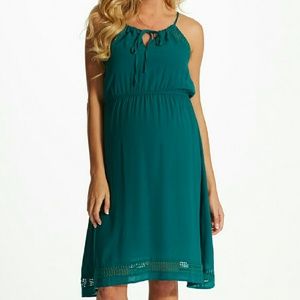 Chiffon Crochet Teal Maternity Dress - NWT